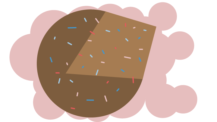 Illustration of an oddly shaped cookie with coloured sprinkles